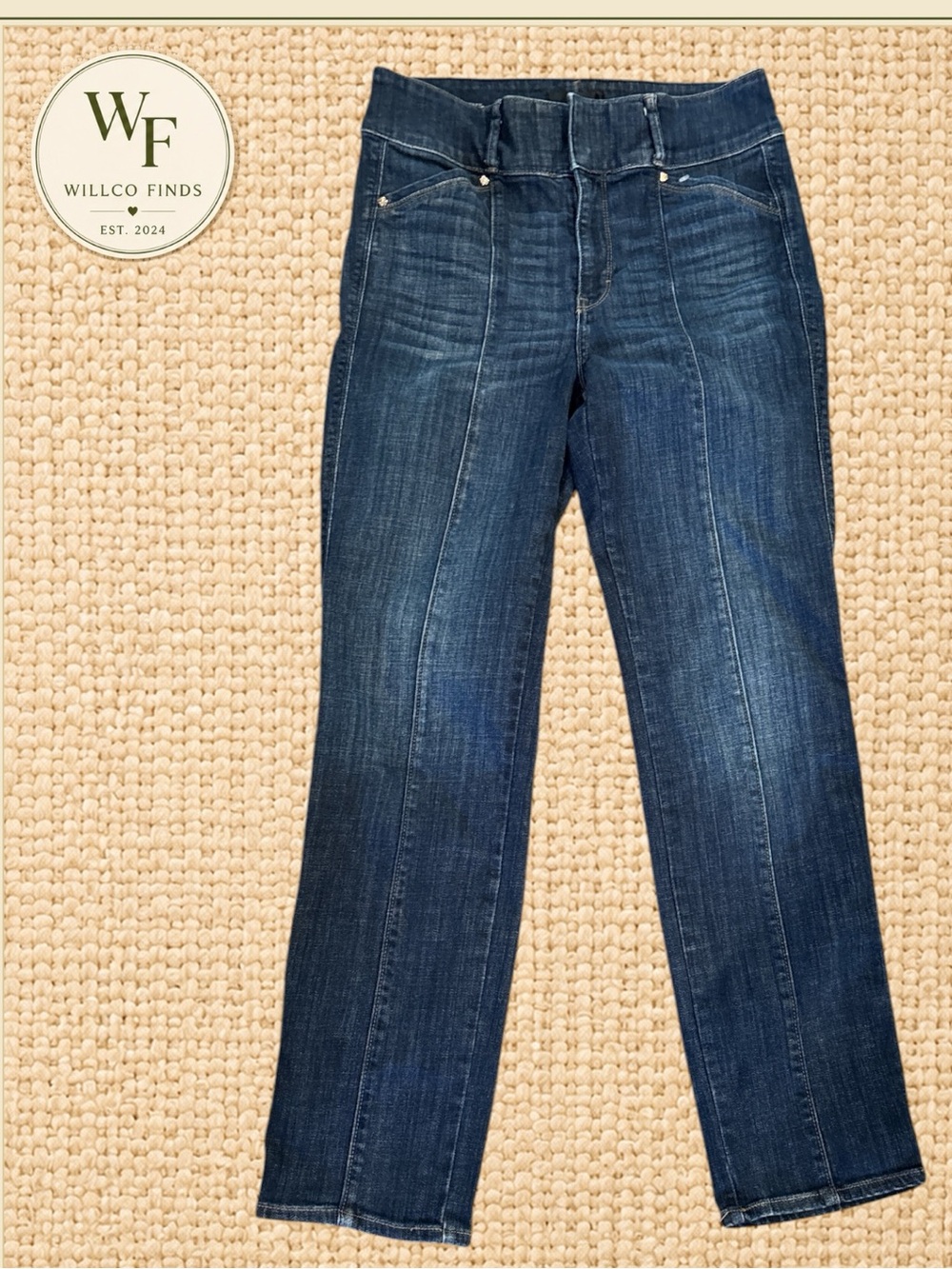 WHBM Extra High Rise Straight Jeans Size 8 Dark Wash Front Seam Women’s